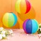 16 Pcs Rainbow Paper Lanterns 9.8 Inch Beach Ball Paperlanterns , Mexican Fiesta Party Decorations Summer Luau Themed Hanging Decor Colorful Round